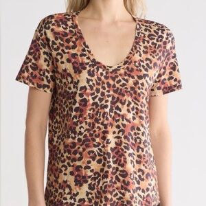 AG Adriano Goldschmied Leopard Print Short Sleeve Top